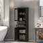 Armoire de rangement pour salle de bain avec portes en verre, 2 tiroirs et tablettes réglables-544493262