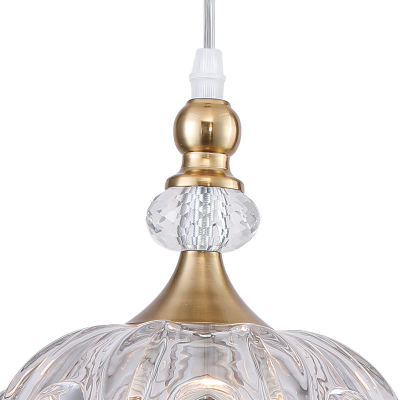  Luminaire suspendu en forme de dôme à 1 lumière de 10,23 po de large avec abat-jour en verre pétale avec cordon, Doré