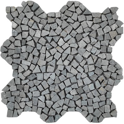 CNK Tile Stone Light Grey Mini Tumbled Marble Mosaic Tile