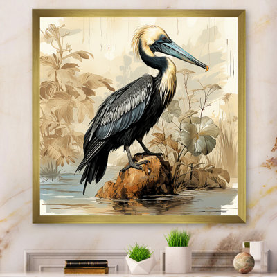 Vintage Pelican By The Shore I - Pelican Wall Art