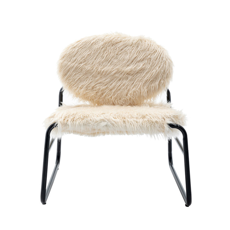 Fauteuil d'appoint industriel Nipote, Fausse fourrure beige