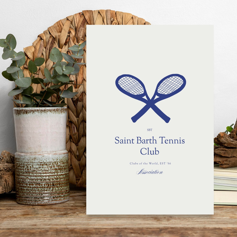 «Saintbarthtennisclub Classic Minimalist Retro Summer», impression d'art mural, 18" H x 12" W