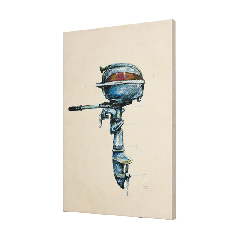 Vintage Motor I a Hand Embelished Textured Canvas, 54" H x 36" W x 1.5" D