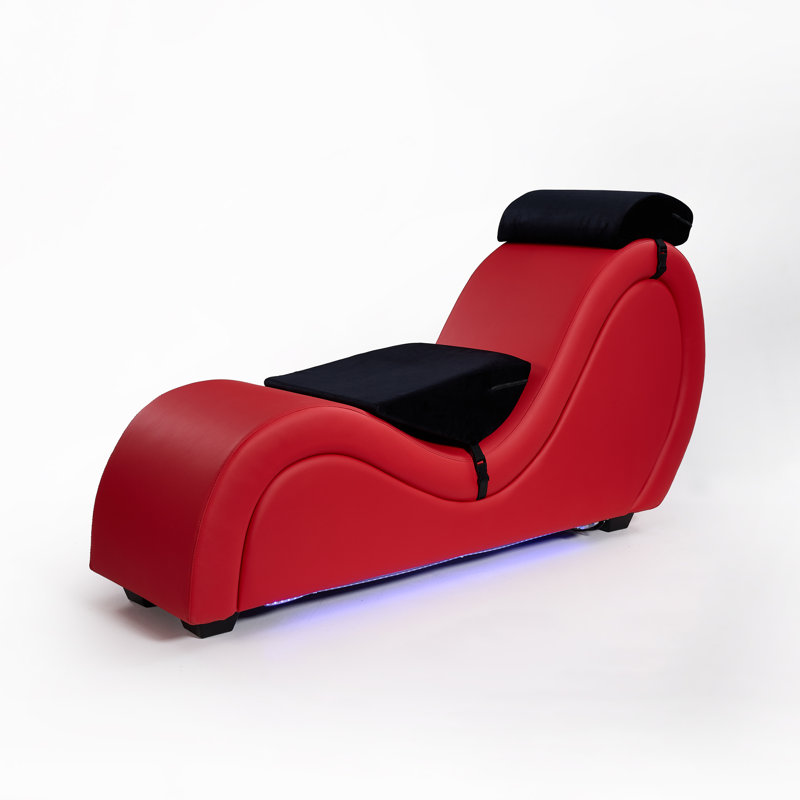 Faux Leather Chaise Lounge, Red