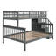 Lits superposés simples au-dessus d'un lit double, structure en bois massif pour les chambres familiales