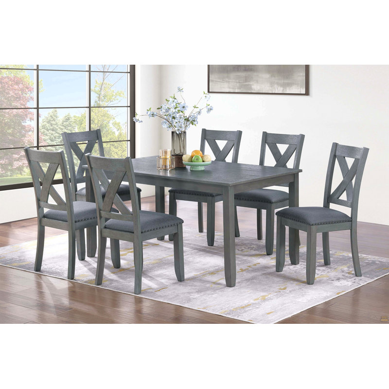 Finition grise table de salle à manger 6X chaises 7Pcs