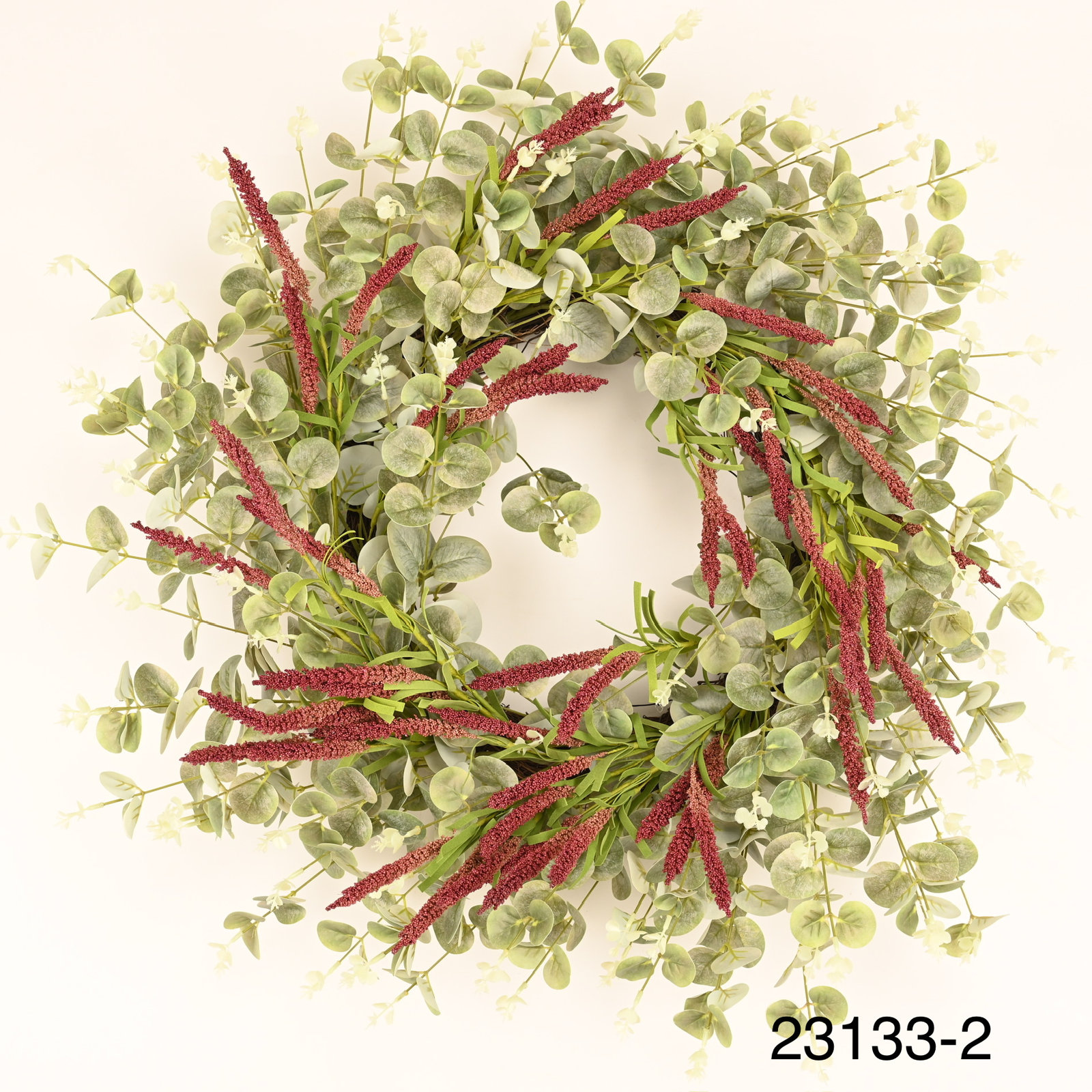 26" Eucalyptus Wreath, Orange/Green