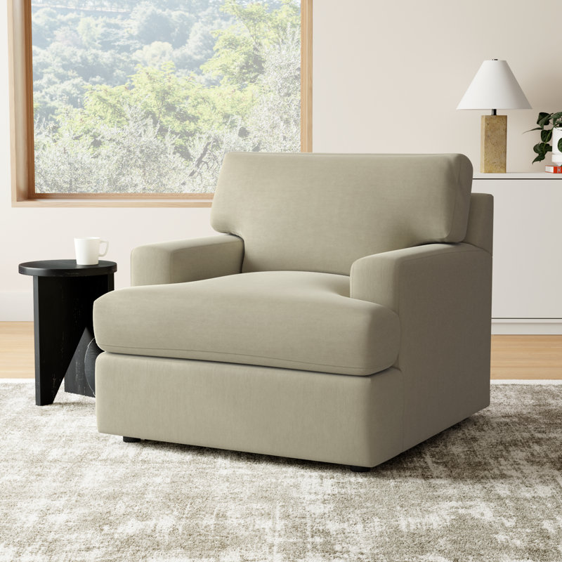 Cleo Upholstered Custom Accent Chair, Bella Beach Performance Velvet