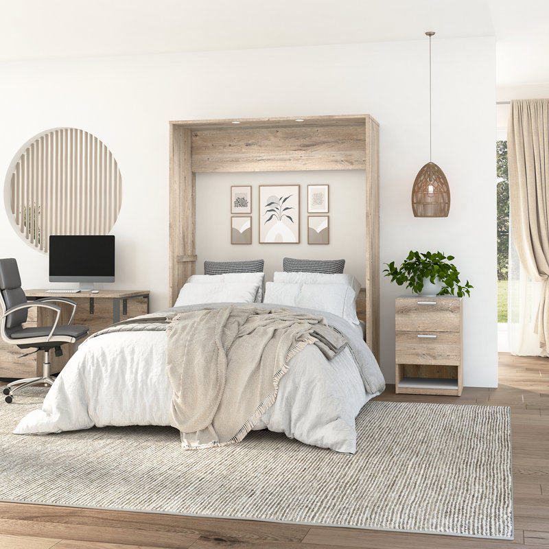 Osterman Murphy Bed, Queen, Rustic Brown & White