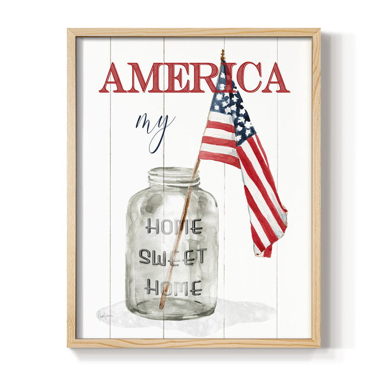 «America My Home Sweet Home», reproduction encadrée - bois massif, Naturel, H 15 po x l 12 po