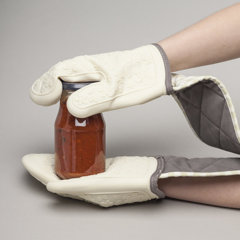 Silicone Double Oven Gloves, Cream