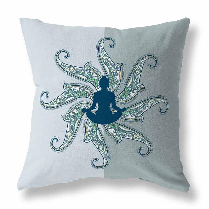 Coussin Mystic Silence Broadcloth, H 16 po x l 16 po, Bleu / opale