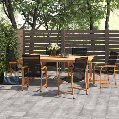 Anautica 6 - Person Teak Patio Dining Set with Rectangular Table