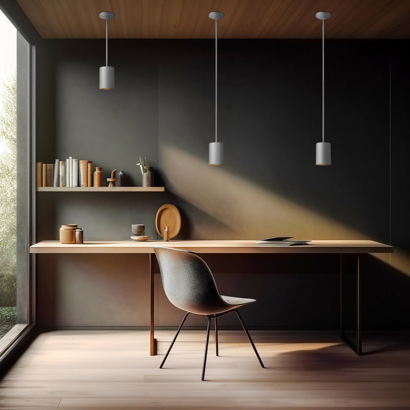 Luminaire suspendu cylindrique simple à 1 lumière Courter, Satin, H 6,5 po x l 4,75 po x P 4,75 po