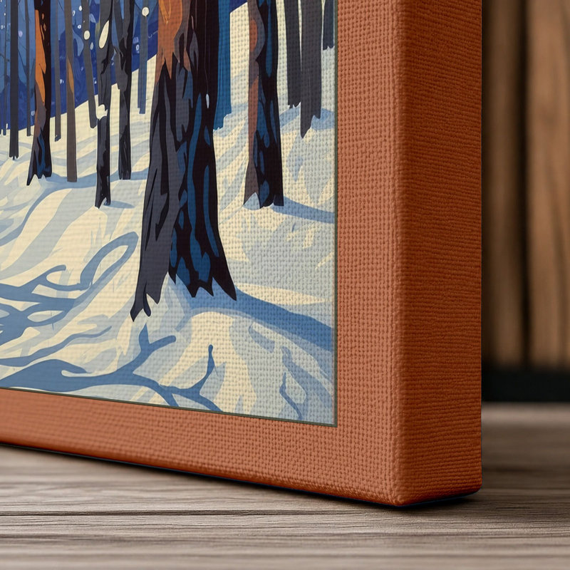 Winter Path Scandinavian - Wrapped Canvas, 30x20 - 76.2 x 50.8 cm, Terracotta Border