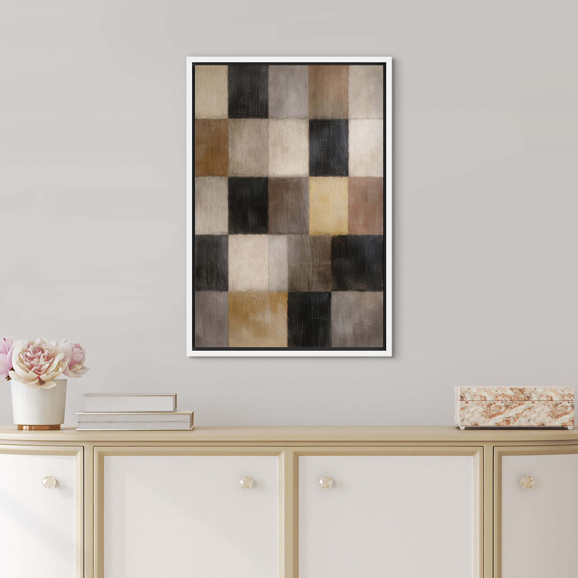 Neutral Colorblocked Set SIGNLEADER Geometric Neutral Color Block Pattern Modern Wall Art Decor ...