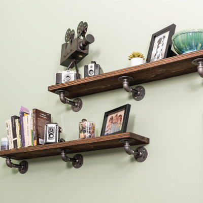 Hibbell 2 Piece Solid Wood Bracket Shelf