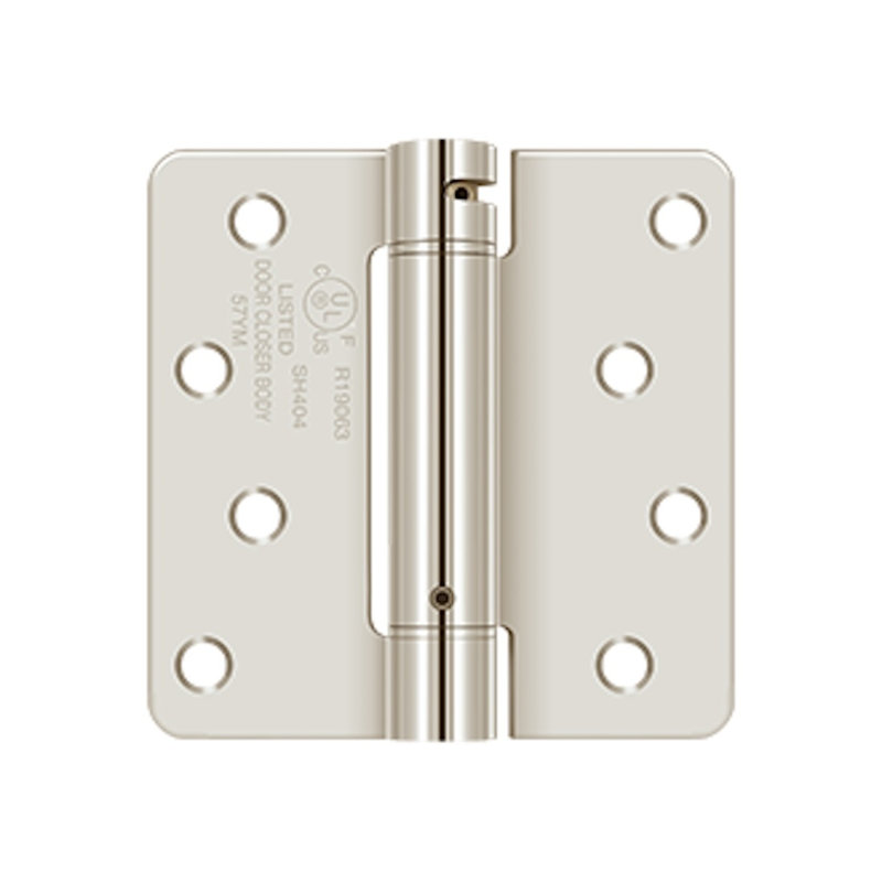 Deltana DSH4R414 4" x 4" x 1/4" Spring Hinge, UL Listed in Polished Nickel