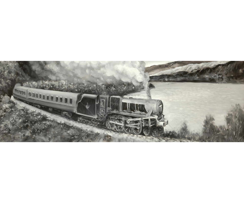 Motif de locomotive rétro - décor encadré mat