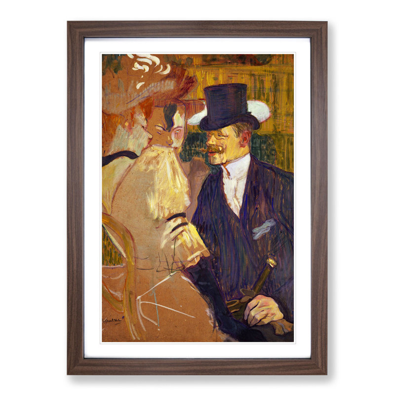 Englishman at the Cabaret Vol.1 by Henri de Toulouse-Lautrec - Picture Frame Painting, 36cm H x 27cm W x 2cm D, Walnut Framed