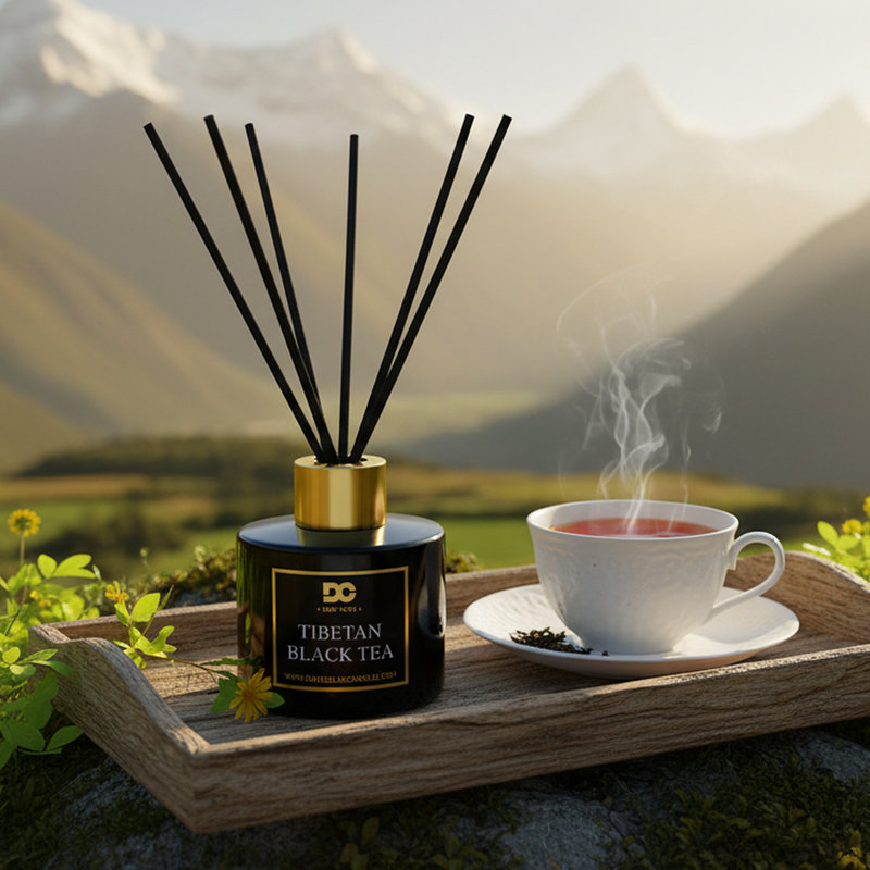 Tibetan Black Tea Reed Diffuser Set Black