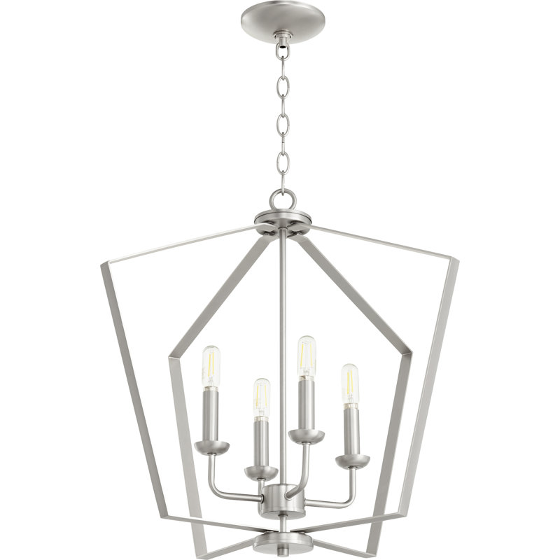 Tetrault 4 - Light Dimmable Lantern Chandelier, Satin Nickel