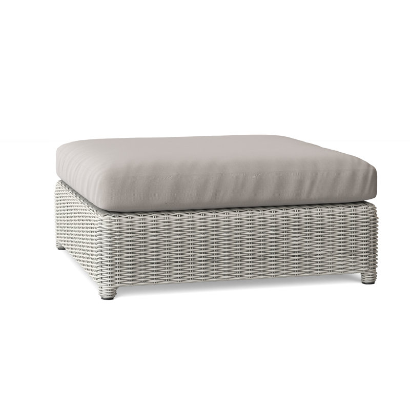 Sag Harbor Outdoor Ottoman, Sailcloth Seagull, Sag Harbor Classic White