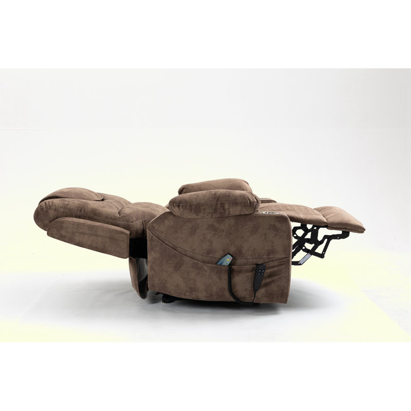 Fauteuil inclinable de 35,5 po de largeur avec système de chauffage et de massage, Light Brown Faux Leather