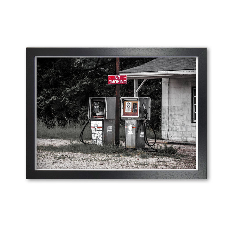 Abandoned Gas Pumps - Print, Black Grain Frame, 30 cm H x 21 cm W x 5 cm D