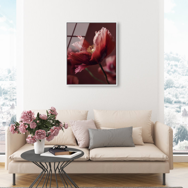 Merlot Blush Blossom II High-Gloss Frameless Acrylic Glass Wall Art Floral & Botanical Print by Oliver Gal, Ready to Hang, 16 x 20