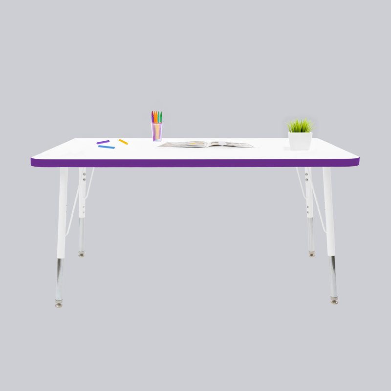 Table rectangulaire d'activités thermofusionnées avec pieds réglables et pivotants standard, H 30 po x l 30 po x P 48 po