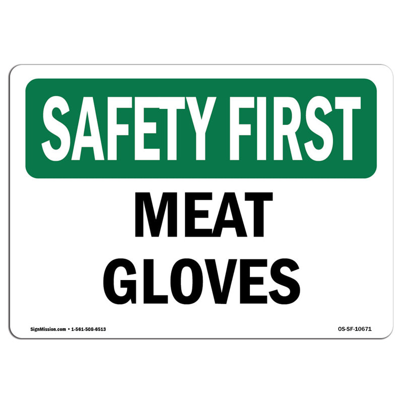 Meat Gloves Aluminum Sign 12 x 18, 12" H x 18" W x 0.1" D