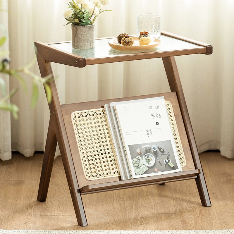 Table de chevet brune - Table d'appoint polyvalente pour petits espaces, élégante et dotée d'un grand espace de rangement latéral