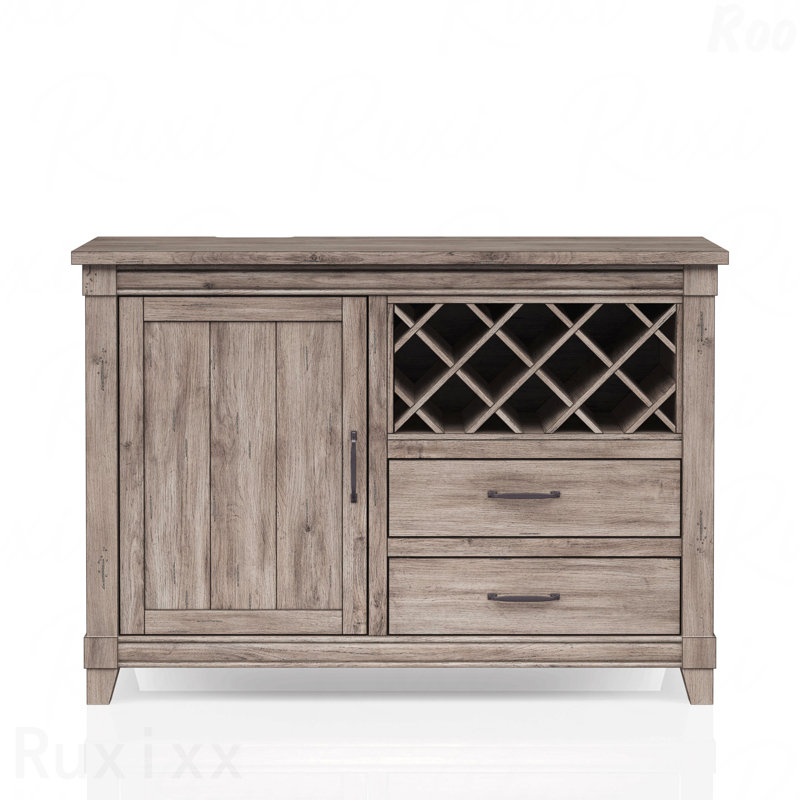Rustic Gray Dining Server - Wine Cabinet with Drawer Storage