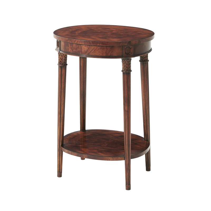 Oval Brown Solid Wood Essential End Table with Shelf
