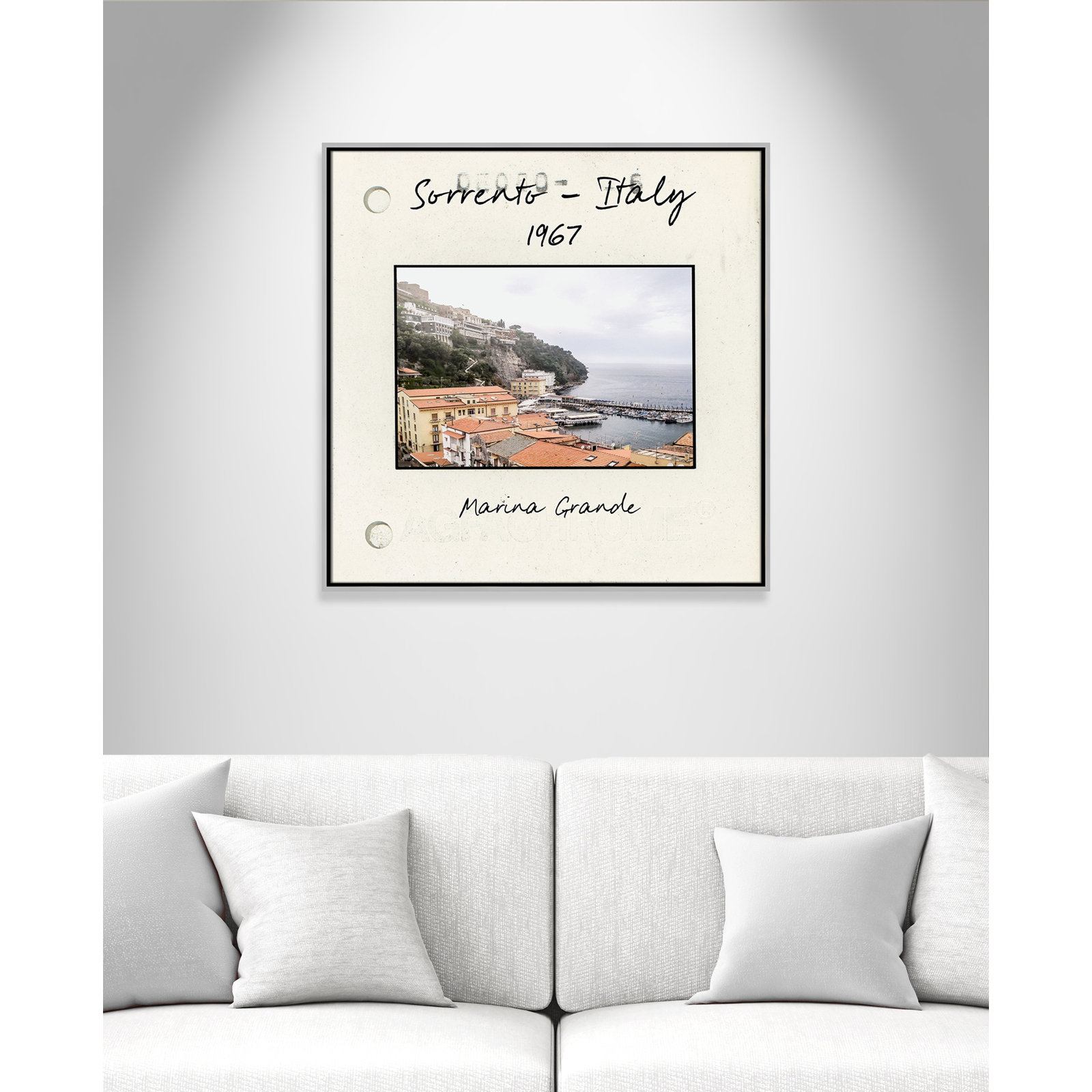 Travel Slide Collection "Sorrento, Italy" Print, 31.5" H x 31.5" W x 2" D, Silver Floater Framed Canvas