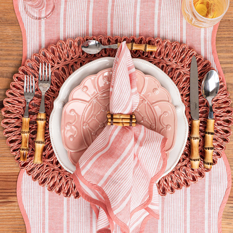 Straw Loop Oval Placemat, Coral