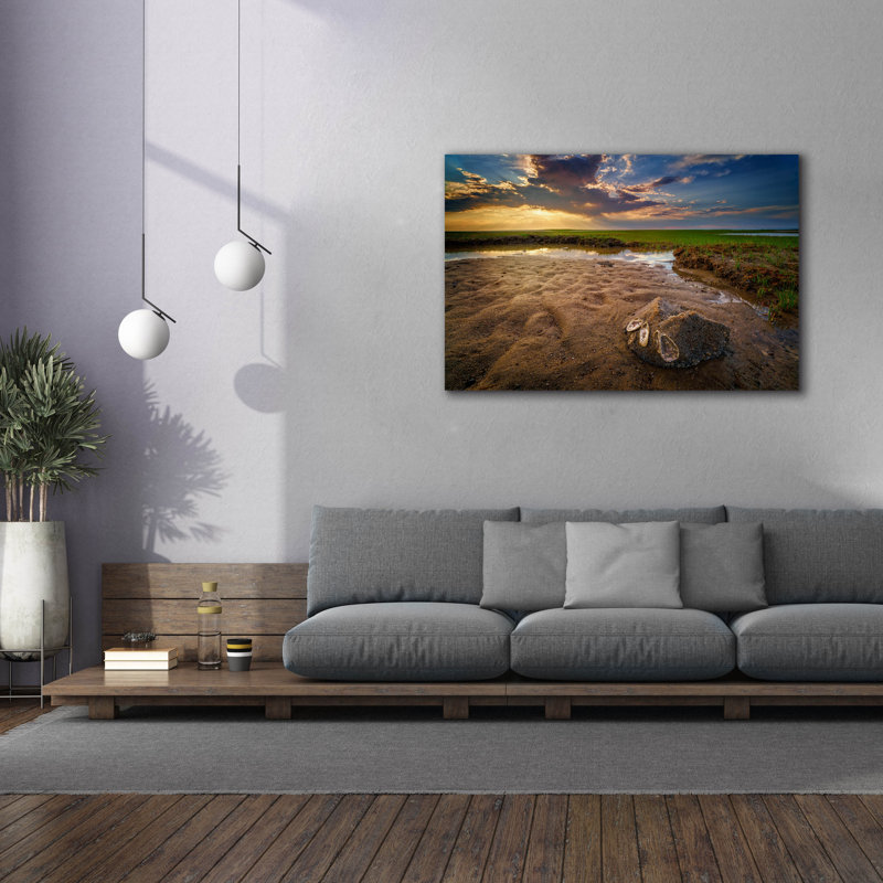 «Sunset On Paines Creek Beach» par Rick Berk, art mural sur toile, H 18 po x l 26 po x P 0,75 po