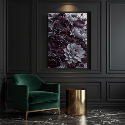 "Abstract Florals" 25, art mural sur toile brune