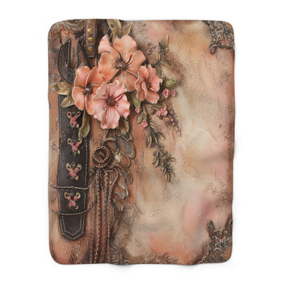 «Sunset Cowgirl Dream» - couverture en sherpa de qualité supérieure 1 pièce - reproduction d'art luxueuse