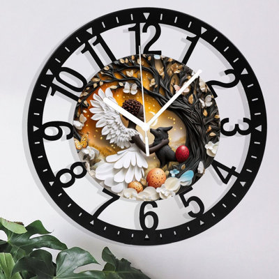Metal Wall Clock for Living Room -10" Forest Path Lined With Bluebell Flowers Silent Non Ticking,Battery Operated, Antique Clocks for Farmhouse,Bedroom,Kitchen - Arabic Numerals