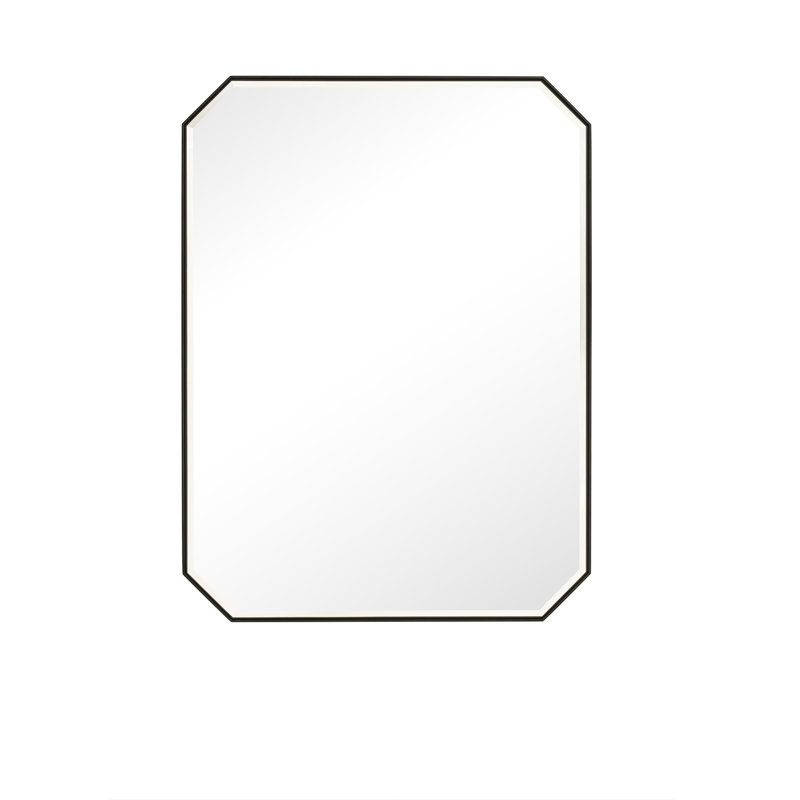 Rohe Flat Metal Beveled Wall Mirror, Matte Black, 40" x 30"
