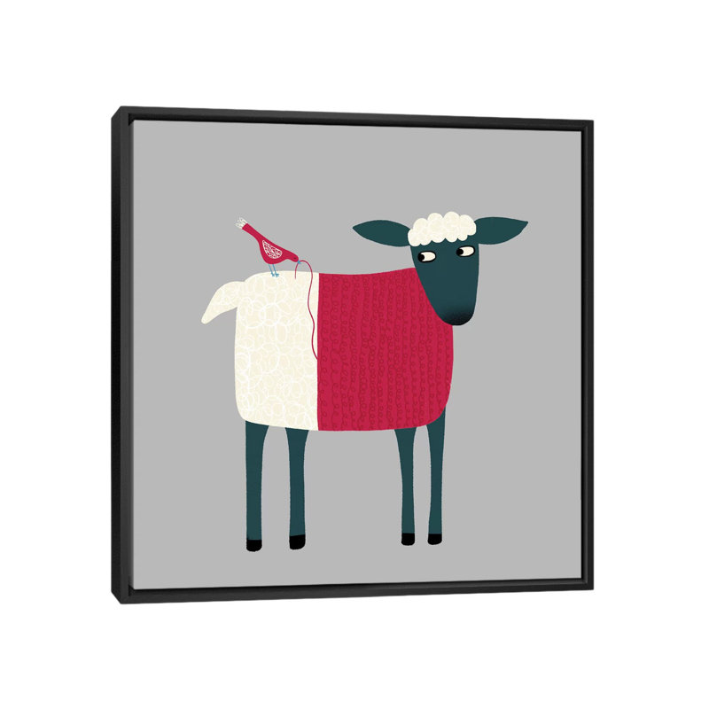 «Sheepish» par Nic Squirrell - impression, H 37 po x l 37 po x P 1,5 po, Pas de tapis, Toile avec cadre noir