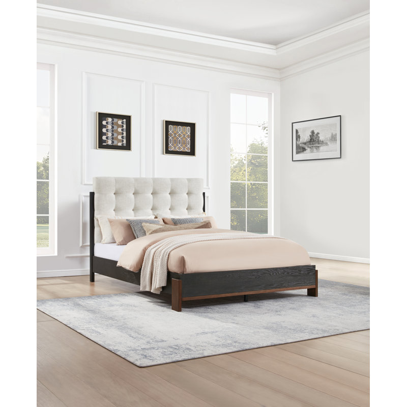 Waterfall Upholstered Platform Bed, King 