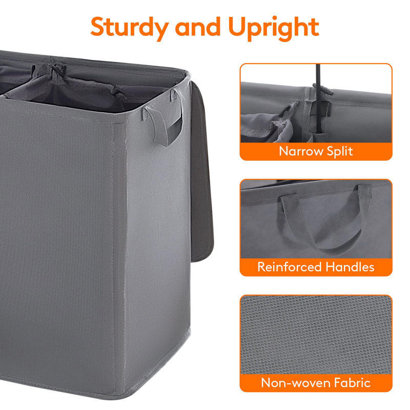 Canvas Laundry Hamper with Handles, Grey