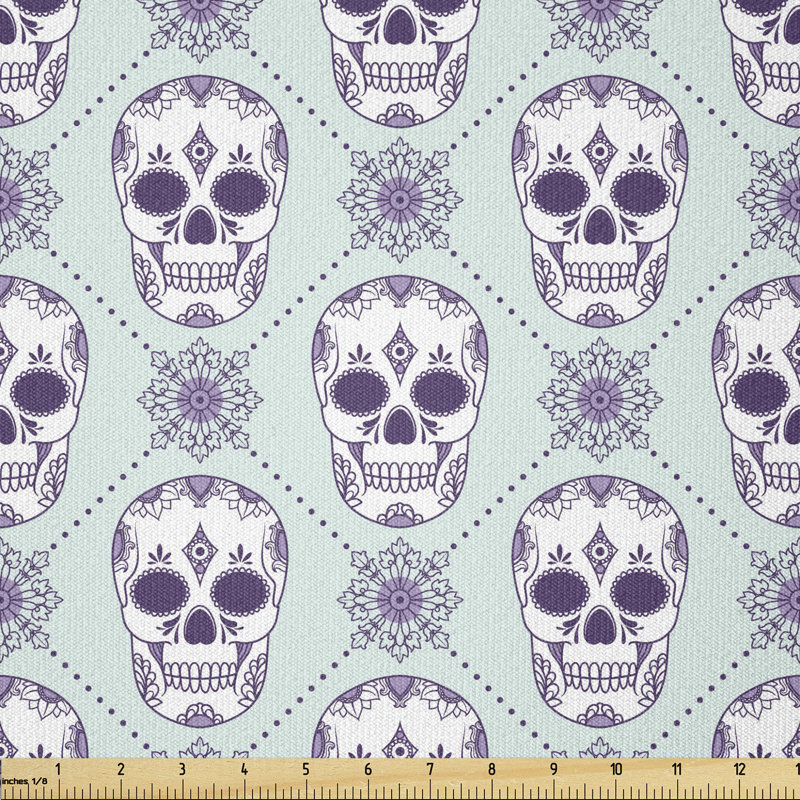Cruzata Flower with Skulls Multi-Purpose Fabric