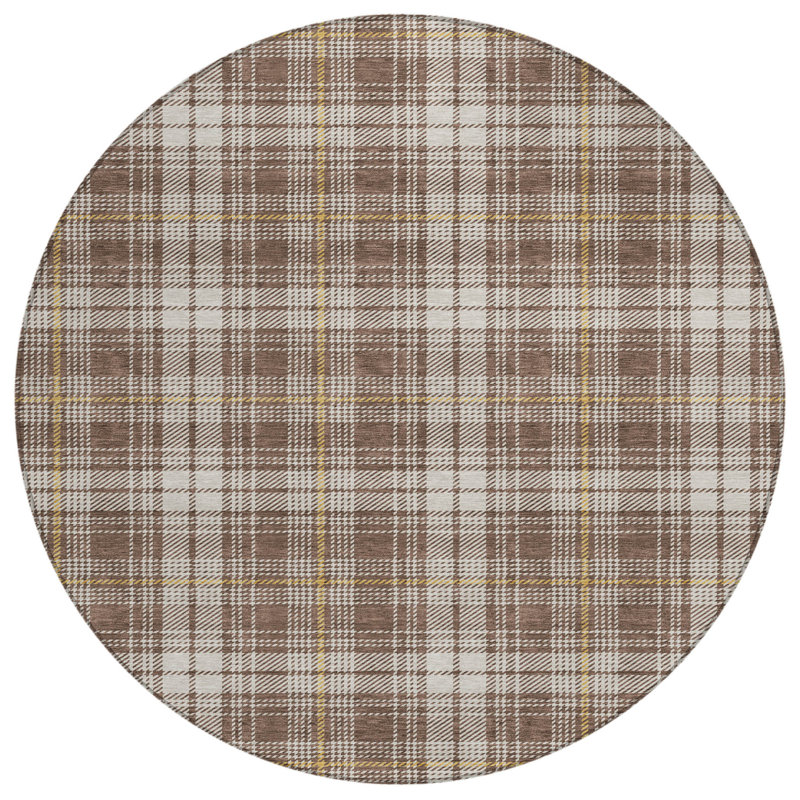 Tapis intérieur lavable rond beige et doré 8 pi HomeRoots