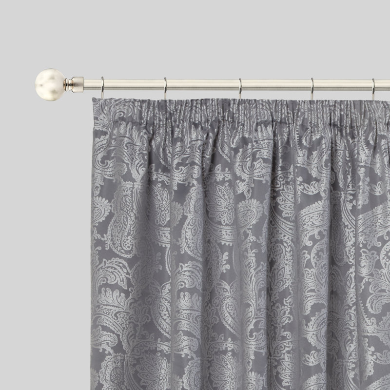 Abe Adjustable 2cm Single Curtain Pole, Brushed Silver, 1.2 - 2.1m