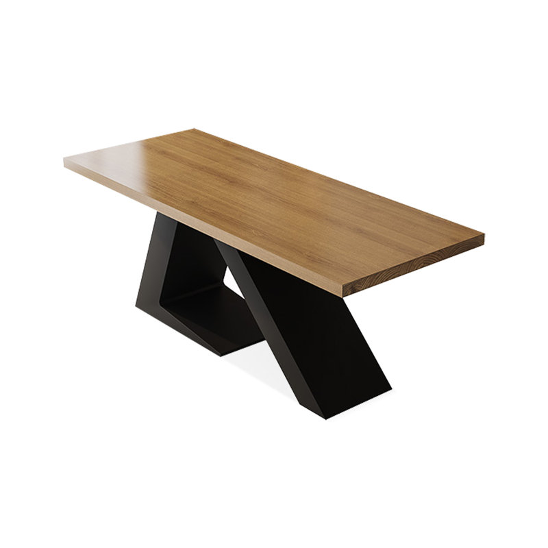 Rectangular Solid Wood+Iron desks, Brown, 29.53" H x 78.74" W x 31.50" D