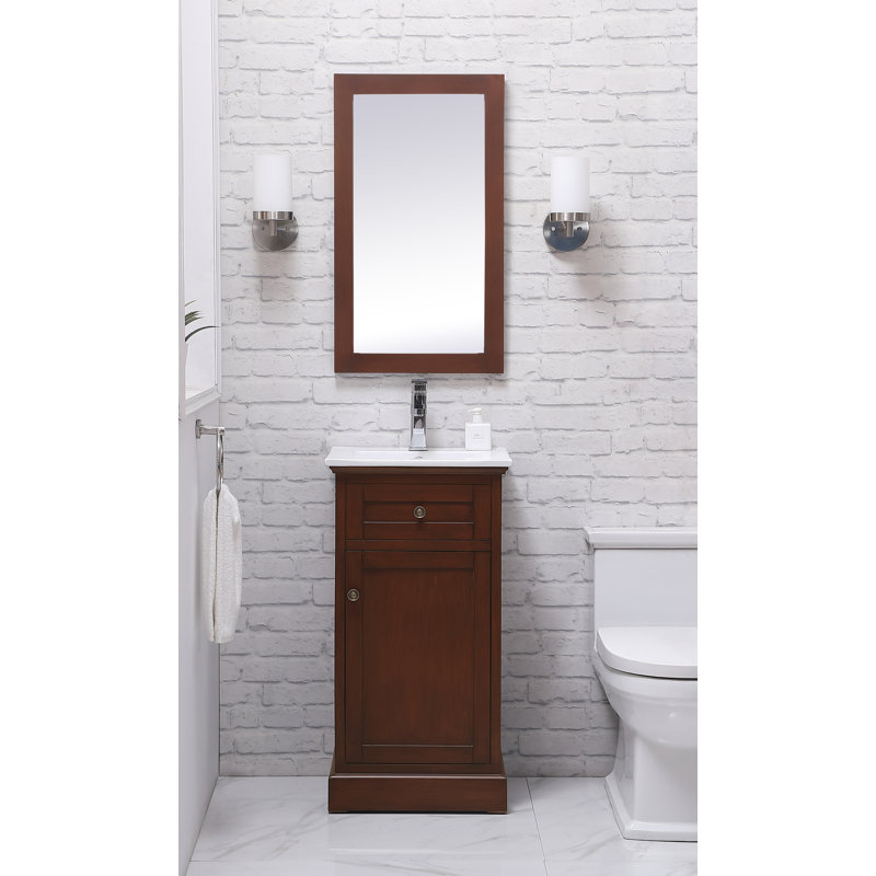 Ameriah 18'' Single Bathroom Vanity with Porcelain Top, Teak